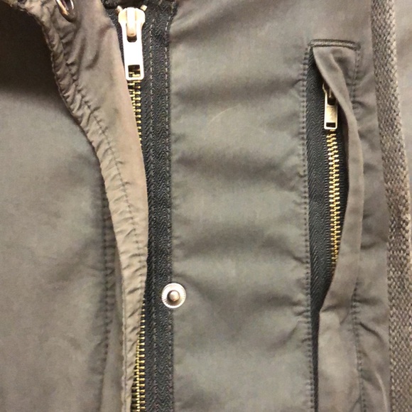 James Perse Cotton Blend Olive Green Gray Army Utility Jacket Hood 2 S 6 8 - Picture 8 of 11